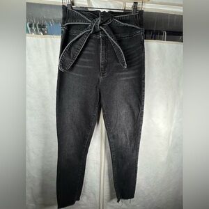 Abercrombie&Fitch Ultra High Rise Super Skinny Black Jeans Waist Tie Size 26/2L